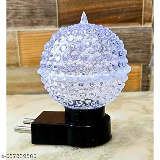 Crystal shape LED Night Bulb with 2 Pin Jack, Bedroom night Lamp Color White & Green pack of 2