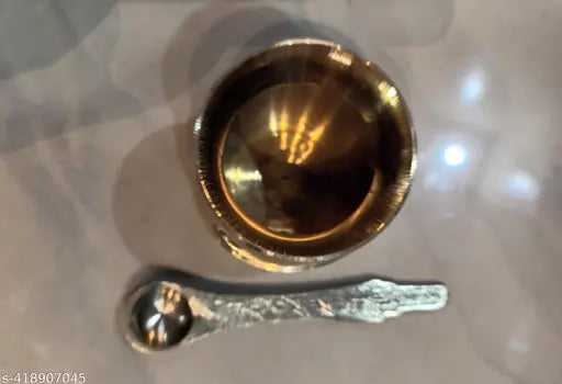Original brass panch patra with spoon is very helpful  for every puja