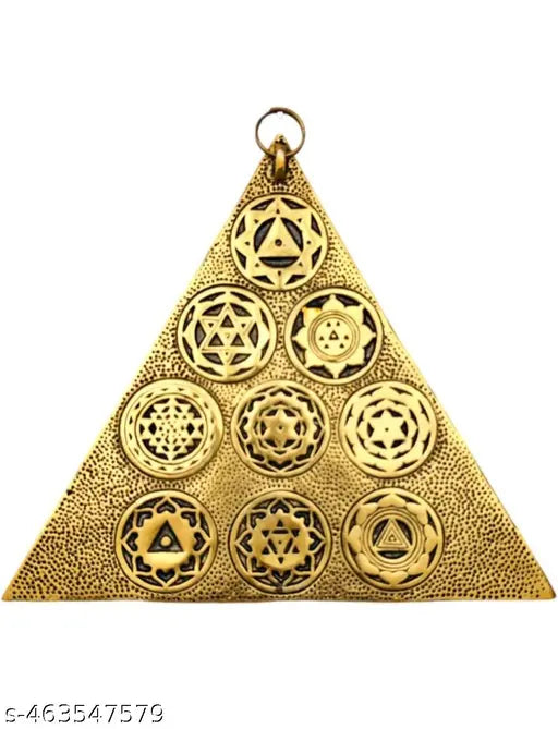 Shri Vastu Navgrah Yantram Maha Yantra with Sampoorna Navgraha Triangle Yantra for Vastu Dosh Nivaran Wall Hanging Triangular Shaped Yantra (8.5 Inches) (1 Pc)