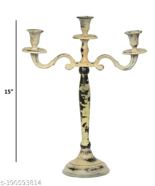 DMH | 3 Arm Candle Holder for Wedding/Hotel/Home Decoration | Indoor Lighting Candelabra | Table Top Candlestick Holder