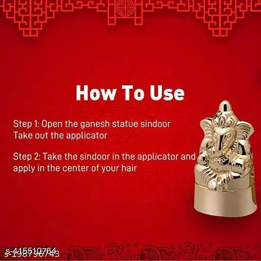 Ganesh Statue Herical Cosmetics Powder Sindoor, Red Sindoor for Women, Organic Sindoor Powder, Kumkum Powder, Sindhuram for Women's Forehead, Sindoor Powder, 15 g (Red Sindoor pack of2)