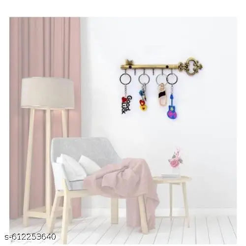 Key Design Wall Key Gold  Holder – 6 Hooks | Premium Golden Metal Key Stand | Wall Mounted Organizer for Home & Office – Pack of 1