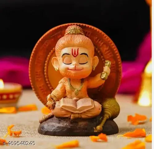 Mini Bal Bhajan Hanuman Idol – Meditation Bajrangbali Bhagwan Murti for Home Temple, Car Dashboard & Showpiece
