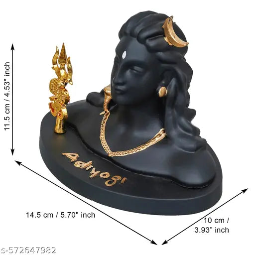 ANOKHA SHILPKAR Adiyogi with Trishul Idol for Car Dashboard | Black & Gold Lord Shiva Statue | Mahadev Murti for Home Decor, Office Table, Pooja Room & Gift