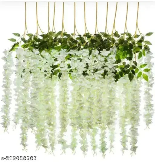 Artificial Wisteria Vine pack of 12 Ratta Hanging pink& white