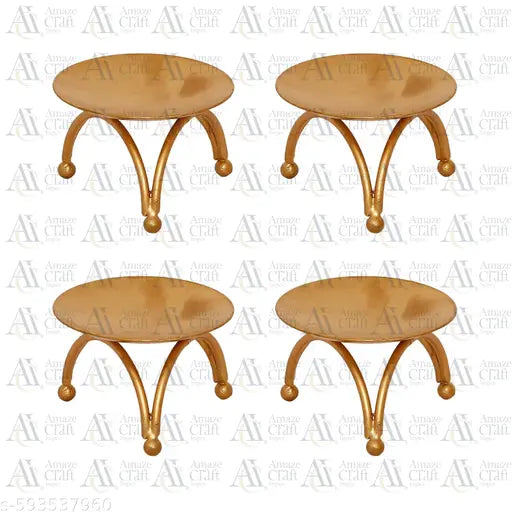 AMAZE CRAFT IMPEX | 4 Pack Iron Pillar Candle Holder Decorative Gold Iron Plate Candle Holder Centerpiece 2.5 Inch Diameter Fit LED & Wax Candles, Pedestal Candle Stand for Tables, Wedding