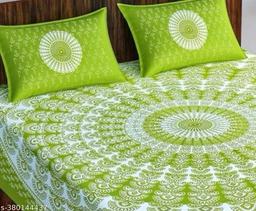 180 tc Cotton Double bed bedsheet Combo of 1 Bedsheet and 2 pillow cover || Multi