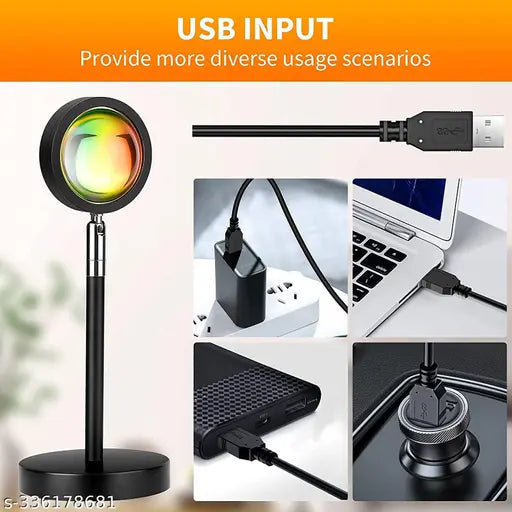 Plastic Lamp Projection Led Lights With Remote, 16 Colors Night Light 360° Color Changing Sunset  / Sun Light / Sunset Red / Rainbow , Night Light For Photography / Room / Bedroom / Car / Pictures
