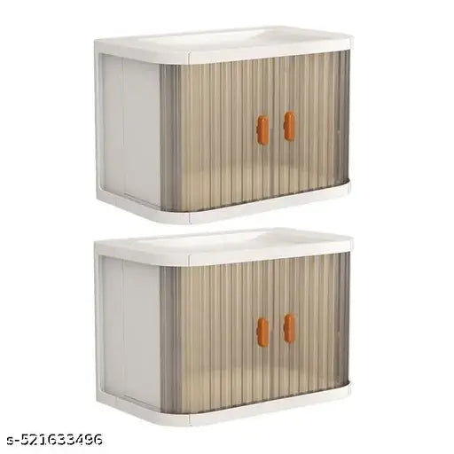 Plastic Storage Bins 2 Pack,Storage Bins with Lids and Wheels, Collapsible Storage Bins with Front Door and Top Cover Openings, Stackable Toy Storage