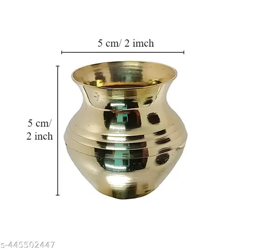 Decorative Brass Small Mangal Kalash 3 Pcs | Pittal Ka Lota for All Puja, Home, Office, Pooja Accessories - 5 cm
