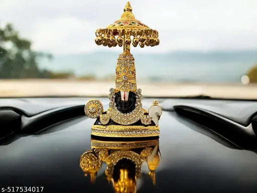 God Balaji white multistone with umbrella statue for car dashboard