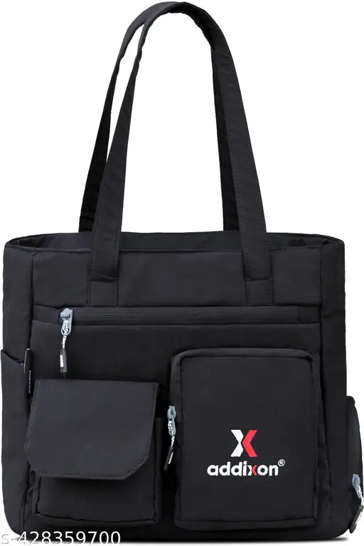 Double Pocket Handbag for Women: Stylish, Ideal Companion for Work, Travel, Polyester Material, Spacious 10-liter Capacity, 6 Pockets. (Black)…