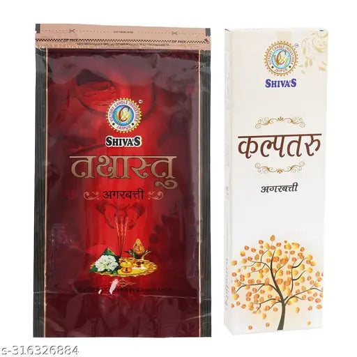 SHIVA Organic Agarbattis Sticks Tathastu 125GM and Kalptaru 35GM Flavor for Pooja , Hawan , Therapy , Meditation | Charcoal Free Agarbatti | 160GM Incense Sticks , Pack of 2
