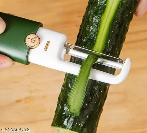 Smrddhi Peeler Green Stainless Steel Sharp Smooth Vegetable Fruit Peelers for Kitchen Ideal for Potato Cucumber Carrot Scrapper Double Edge Serrated (Peeler- Green 2 in 1)
