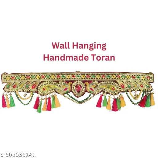 Frazix® Wall Hanging Handmade Toran with attached Latkan, Multi Zula Bandhanwal, Design Patchwork Toran for Main Door , Pooja, Festival, Wedding and Home Decor, 3 Ft (Pack-1)