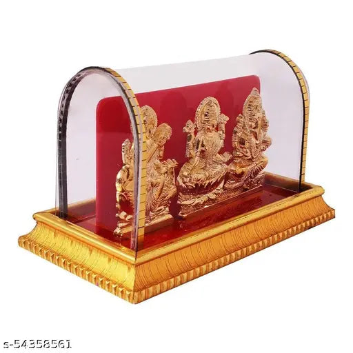 Awesome Craft Gold Plated Idols Laxmi Ganesh Murti Ma Saraswati for Home Decor Pooja Room Study Table Living Room & Office Decoration Gift Item