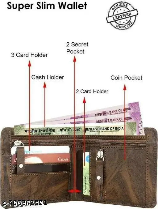 ♥️ARFA, Premium Quality Men,Casual, Evening/Party, Formal 2 Zip Brown Artificial Leather Wallet ( 5 Card Slots )