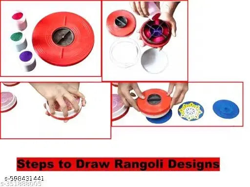 Magic box Rangoli Stencils with 6 rangoli color for Navratri Pongal Pooja Mandir Diwali Floor Decoration