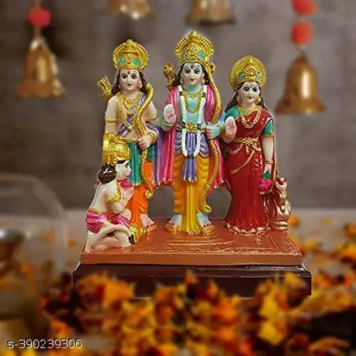 GEETA TRADERS Ram Darbar Murti | Ram, Laxman, Sita and Hanuman Diwali Decoration & Gift (Multicolor, 14cm) Crystal
