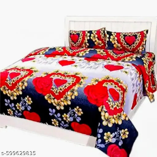 Glace-Cotton Bedsheet For Single/Double Bed With Pillow Cover