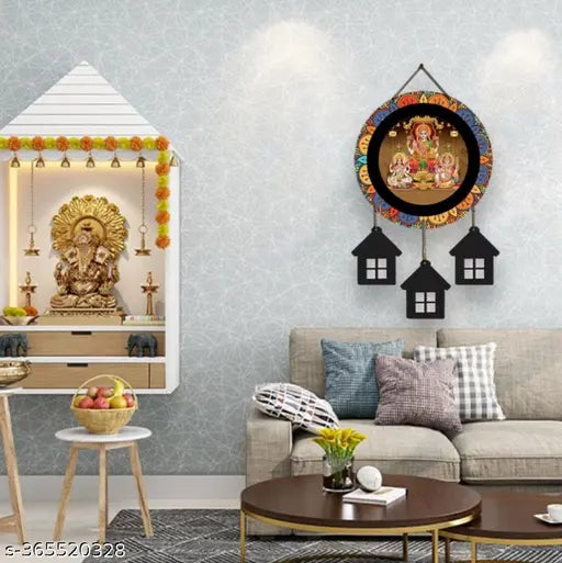 BMB Collection Religious laxmi ganesh saraswati designer,wall decoration  (Multicolor)