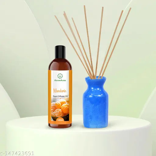 Homecraft Reed Diffuser with Ceramic Pot - Mandarin - Home Fragrances - Risk-Free - Easy to use - 100ml