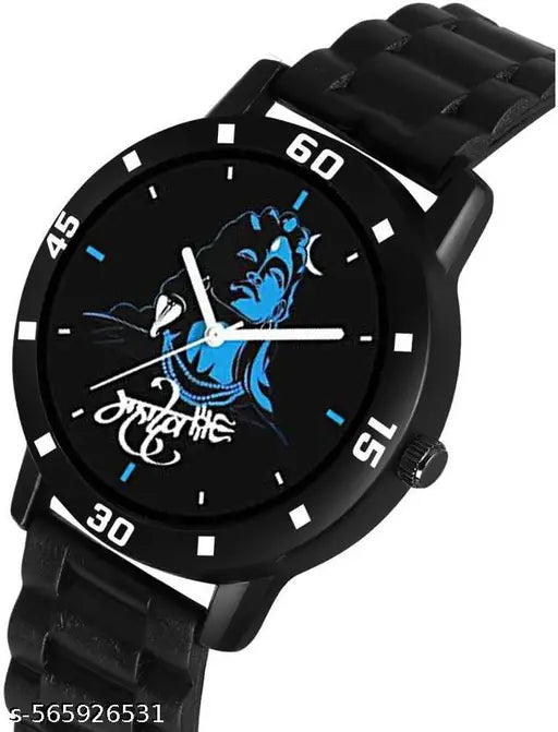 Premium Black Rubber Belt Men’s Watch with King Bracelet – Free Stylish Bracelet – Trendy Analog Watch for Boys & Men