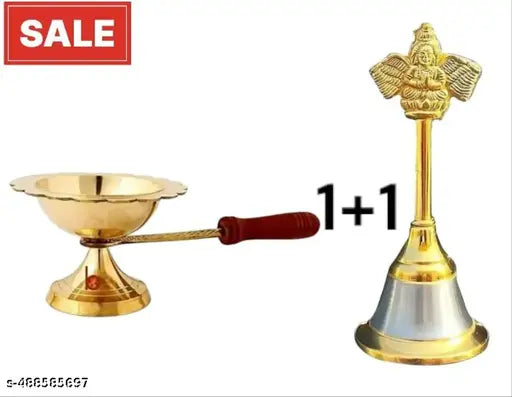 S.S. Mart 2 pack 1 pcs kapoor dani& 1 pcs Pooja balles ure Brass Dhuna Dhoop Dani Incense Burner / Home Purifying&Matal Puja Garuda Ganti Bell Designer Garuda Ganti