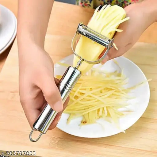 2 in 1 Stainless Steel Julienne & Vegetable Peeler – Dual‑Blade Slicer, Ergonomic Hand Grip, Kitchen Gadget