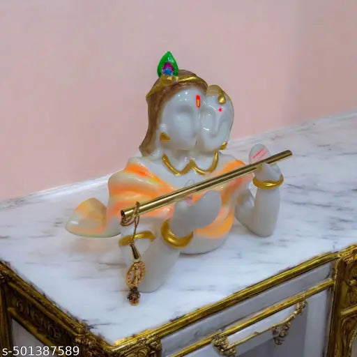 Mariners creation Marble Beautifully Handicraft Radha & Krishna Statue for Temple | Decoration Items for Home Decor Living Room Mandir Temple Pooja Room Table Top Office Decorative Gifts | Showpiece for living room makhan chor krishna hand radha rani ladd