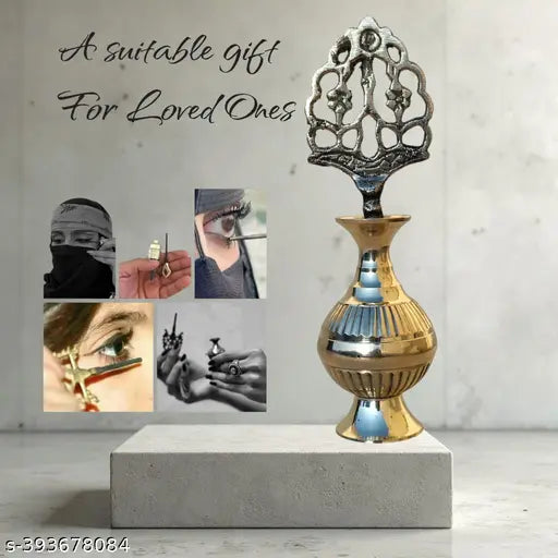 Antique Design Surmadani, Premium Empty Surma Holder For Men/Women, Brass Surmadani Kohl Bottle
