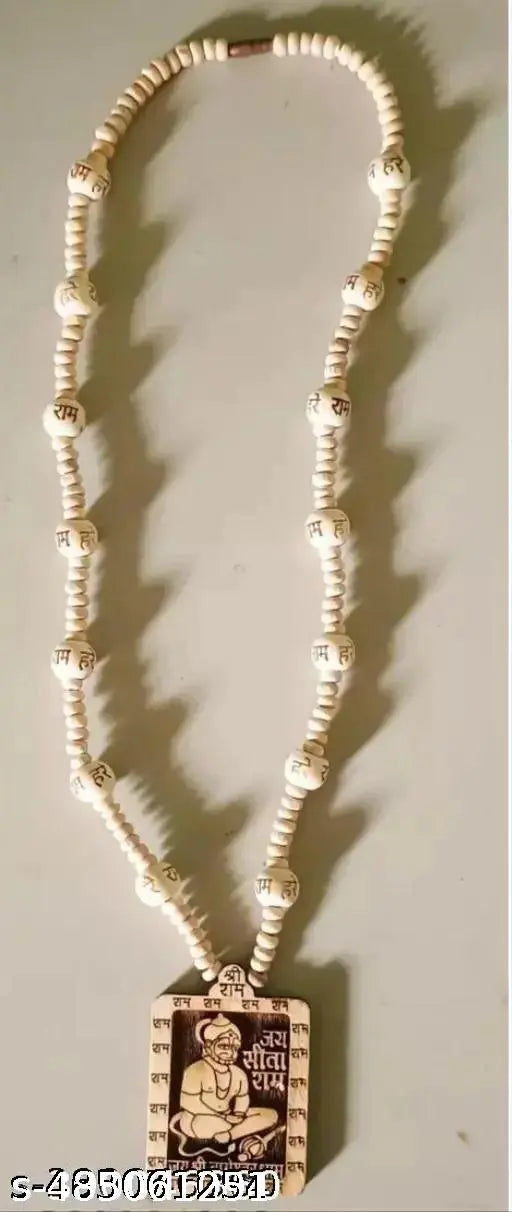 New Wooden Shree bageshwar Balaji dham Hanuman ji Handmade Locket with Wood Kanthi Mala (Wood)