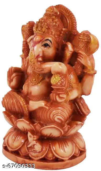 Real Craft Resin Lord Ganesha | Ganpati Statue Decorative Showpiece - 10 cm  (Ceramic, Brown)