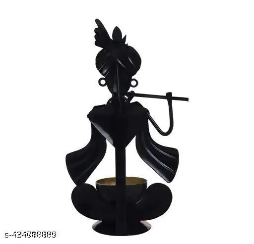 KRISHNA IDOL - RED & YELLOW HANDPAINTED MULTICOLOURED DECORATIVE DIVINE LORD KRISHNA CANDLE TEALIGHT HOLDER