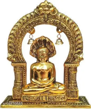 Maharveer Idol Or Parshavnath Idol For Home,Temple,Office And Gifting Purpose Luck, Happiness and Prosperity Metal Size L-B-H-19x6.5x23 cm