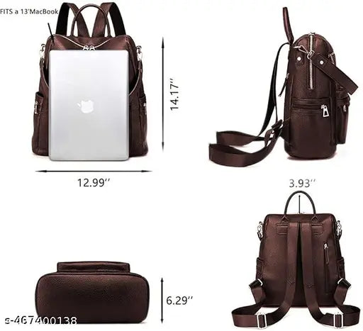 Craftwood Backpack Purse for Women Satchel Handbags Large Capacity Travel Vintage PU Leather Shoulder Bag For Office College