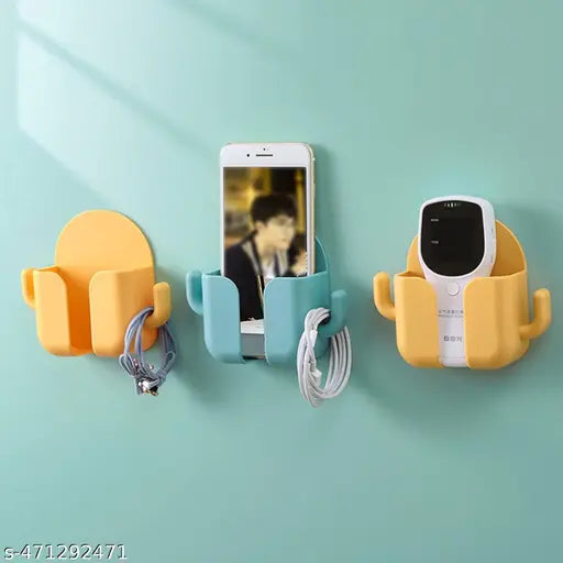New 4 pcs wall mount stand for remote, mobile, ac  remote, key holder for office, home, kitchen use (Multicolor)