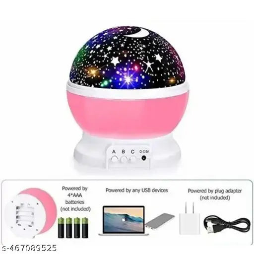 Star Master Rotating 360 Degree Moon Night Light Lamp Projector With Colors And Usb Cable,Lamp For Kids Room Night Bulb pack of 1