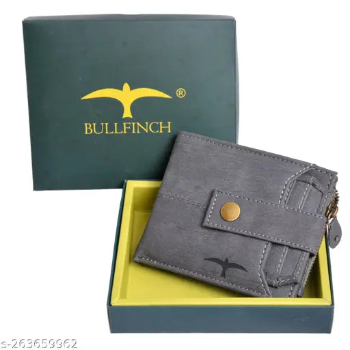 Bullfinch Zipper Mens Wallet | Button Closure Pocket Money Purse