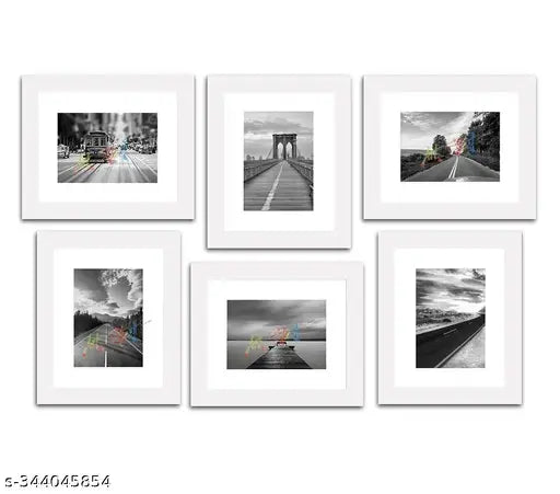 Ag Crafts Decorative White Premium Set of 6 Individual Wall Photo Frame (6" X 8" Picture Size matted to 4" x 6")