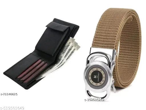 Men Casual, Formal, Party Black Nylon Belt