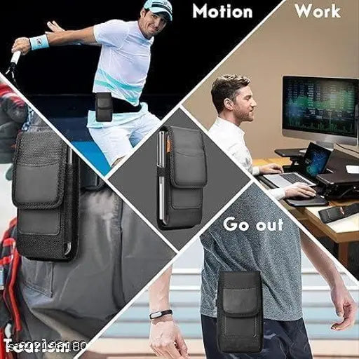 Harik Mall Nylon Mobile Belt Pouch Holster case Cover with Belt Clip and Loops - Cell Phone Pouch with Card Holder Protection - Velcro Closure - for all phones (1 pcs)