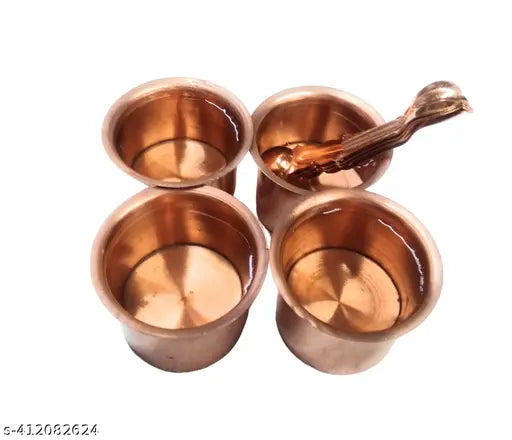 Copper Panchpatra With Aachmani In For Purpose Of Home Temple, Havan And puja (4 Set Of ) Panchpatra with Achmani