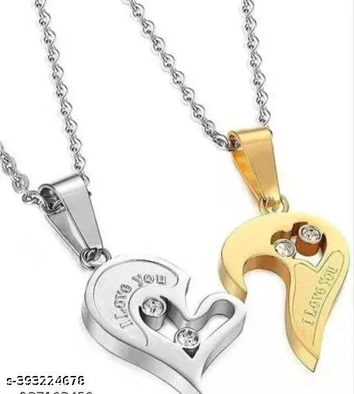JSS MART PRESENT Couple Lockets | Couple Love Symbol Lockets | Half Heart Pendants For Lovers | Men Women Lockets | Gifts For Her