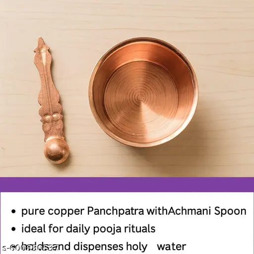 Copper Puja Panch Patra with Achmani Pali for Puja Purpose