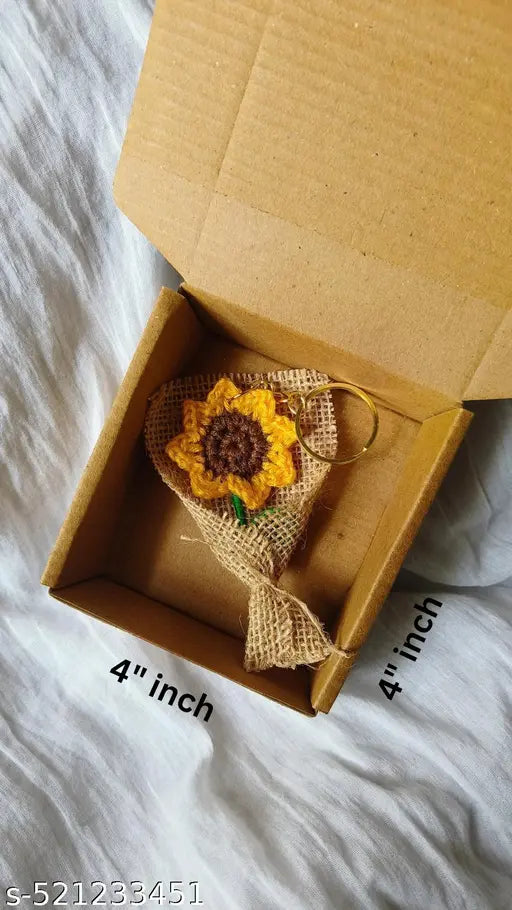 MINI Handmade crochet Mini Bouquet Keychain Sunflower - Gift and Love, Pookie, birthday Friendship Anniversary festive season,  celebration, home decor,  occasion