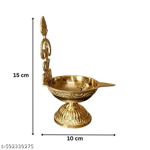Om Vilakku murugan Om Vilakku Antique Diya for Puja OM Deepam Oil Lamp, 6 inch Height return gift deepam diya brass diya oil lamp dewali decoration