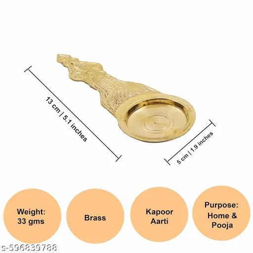 Pure Brass Puja Kapoor Aarti Spoon for Temple & Home Rituals