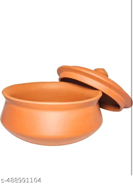 AKSHIT VENTURE Authentic Clay Dahi Handi: Medium 500 ML Pot with Lid by Clay Crafts