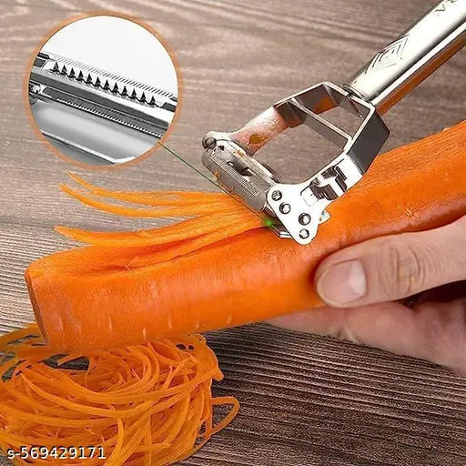 Stainless Steel 2 in 1 Julienne Vegetable Peeler Multi-Functional Fruit Vegetable Shredder Slicer Double Planing Cutter Potato Cucumber Carrot Melon Grater (PACK OF 2)